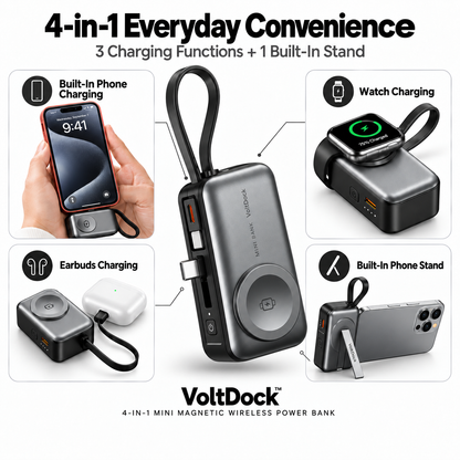 VoltDock™ 4-in-1 Mini Magnetic Wireless Power Bank