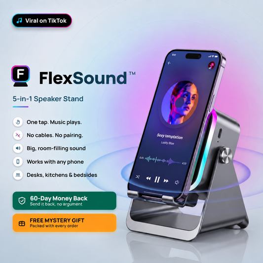 FlexSound 5-in-1 Foldable Bluetooth Speaker & Phone Stand