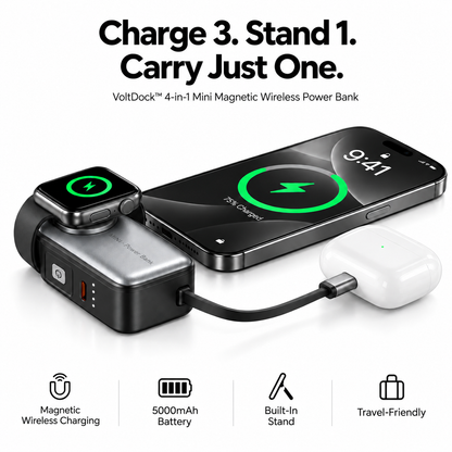 VoltDock™ 4-in-1 Mini Magnetic Wireless Power Bank